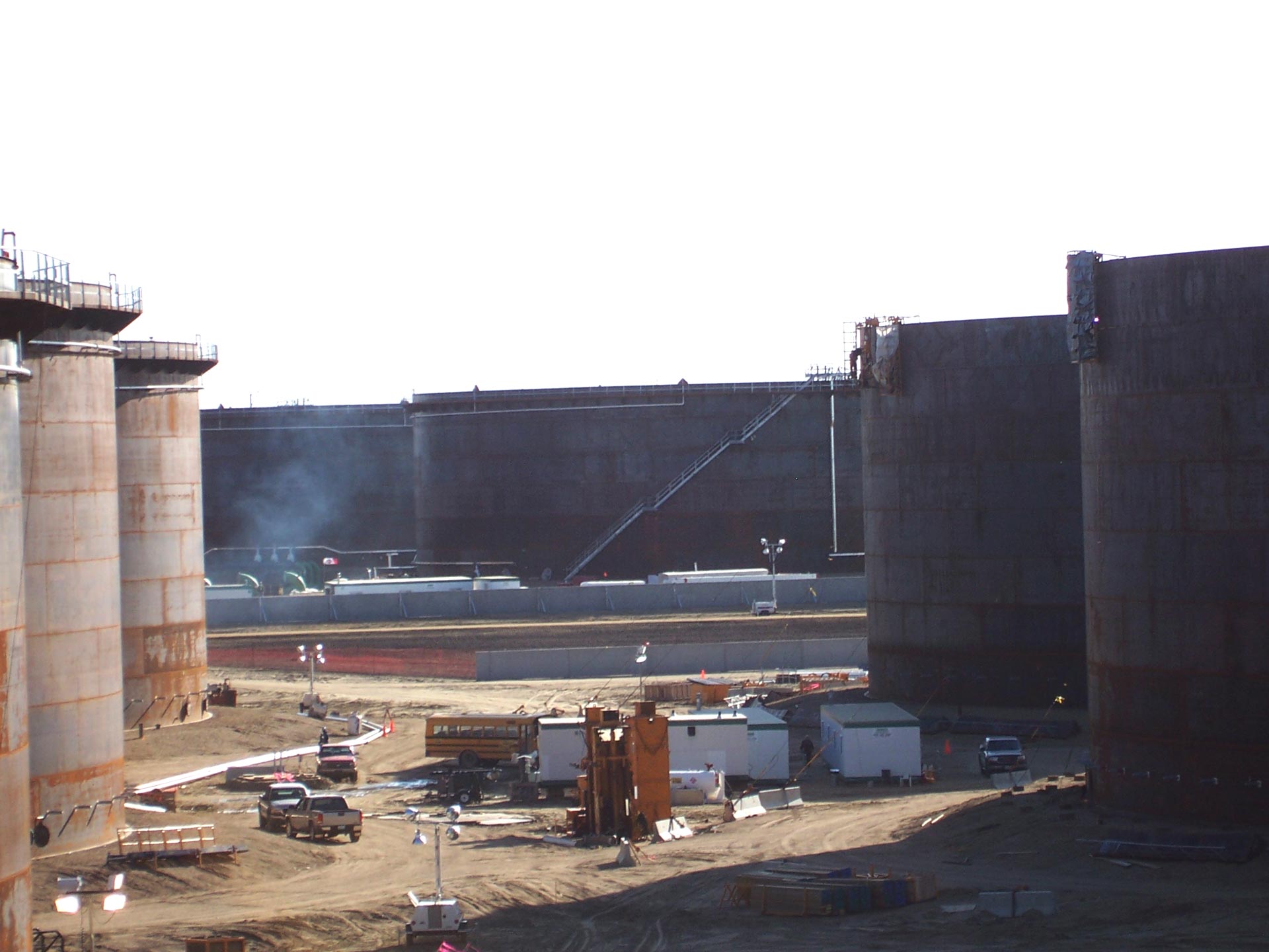 Various Sized Large Diameter API 650 Open Top Floating Roof Tanks Nearing Completion