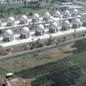 Eighteen, 63' 6" ASME Spheres for an LPG (Propane/Butane) Storage Facility and an AWWA D-100 Firewater Tank (Center)